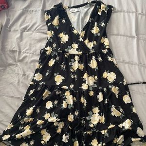 Hollister Black and Yellow Floral Dress